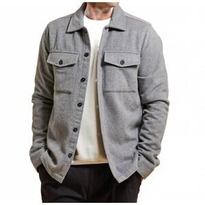 NEW HEDGE button up brushed shacket in grey